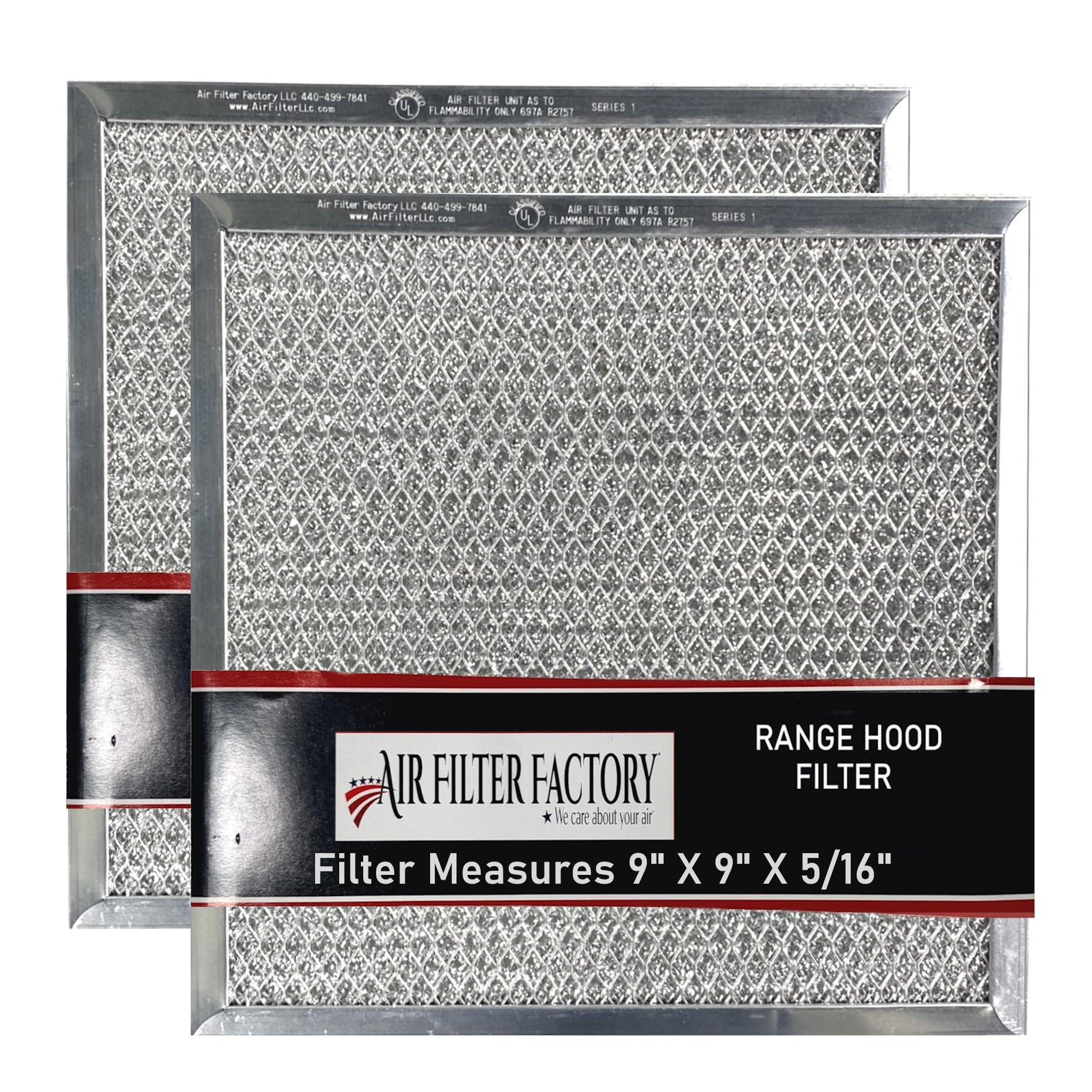 Air Filter Factory 9 X 9 X 5/16 Inches Range Hood Aluminum Grease Filters 2-Pack
