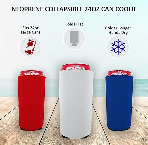 Miniatura 10 de Neopreno en blanco de 24 oz. Can Coolie (paquete de 2, azul rey)
