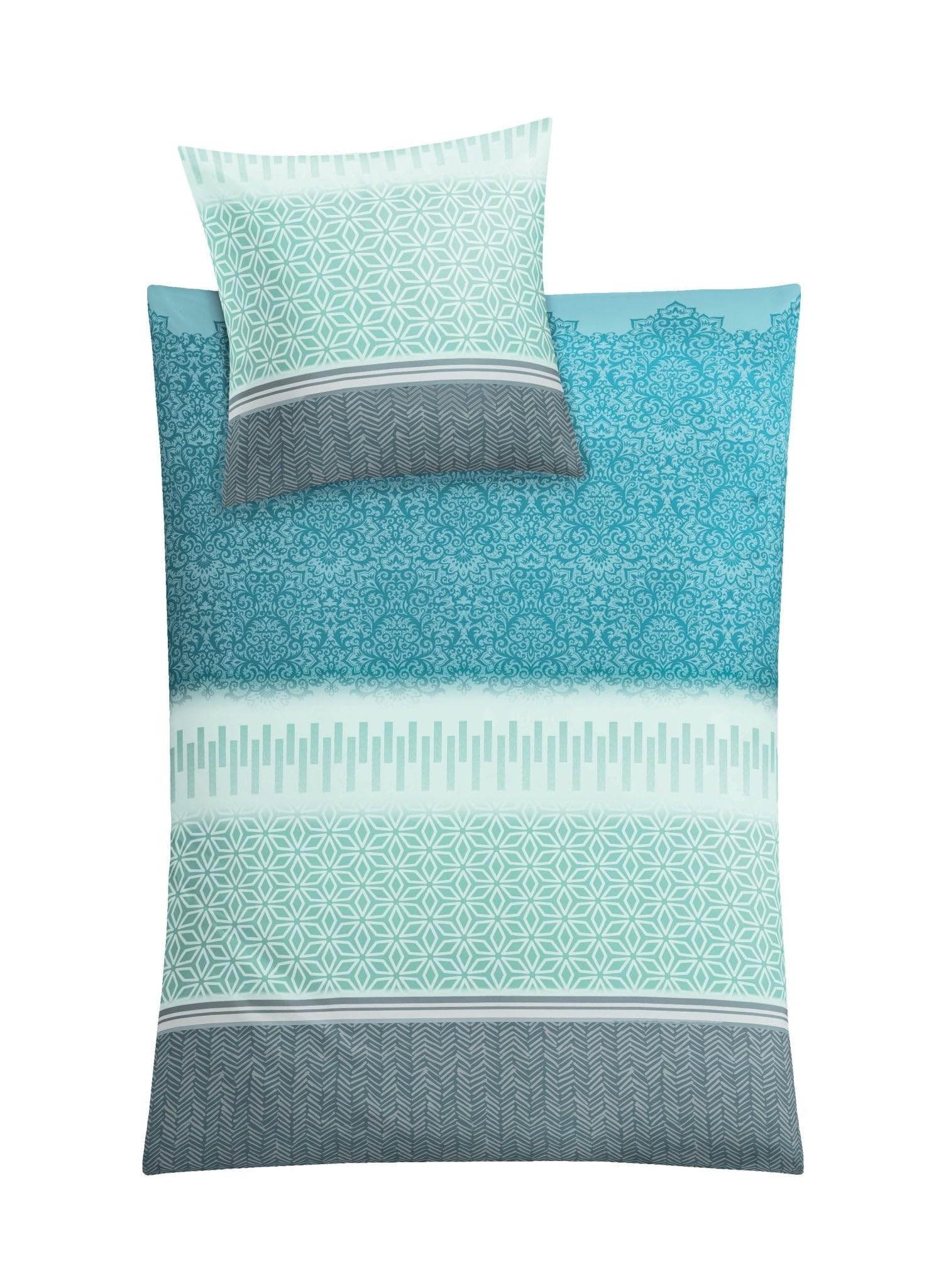 Kleine Wolke Small clouds bed linen set “Estrella”, Cotton, petrol, 135 x 200 cm