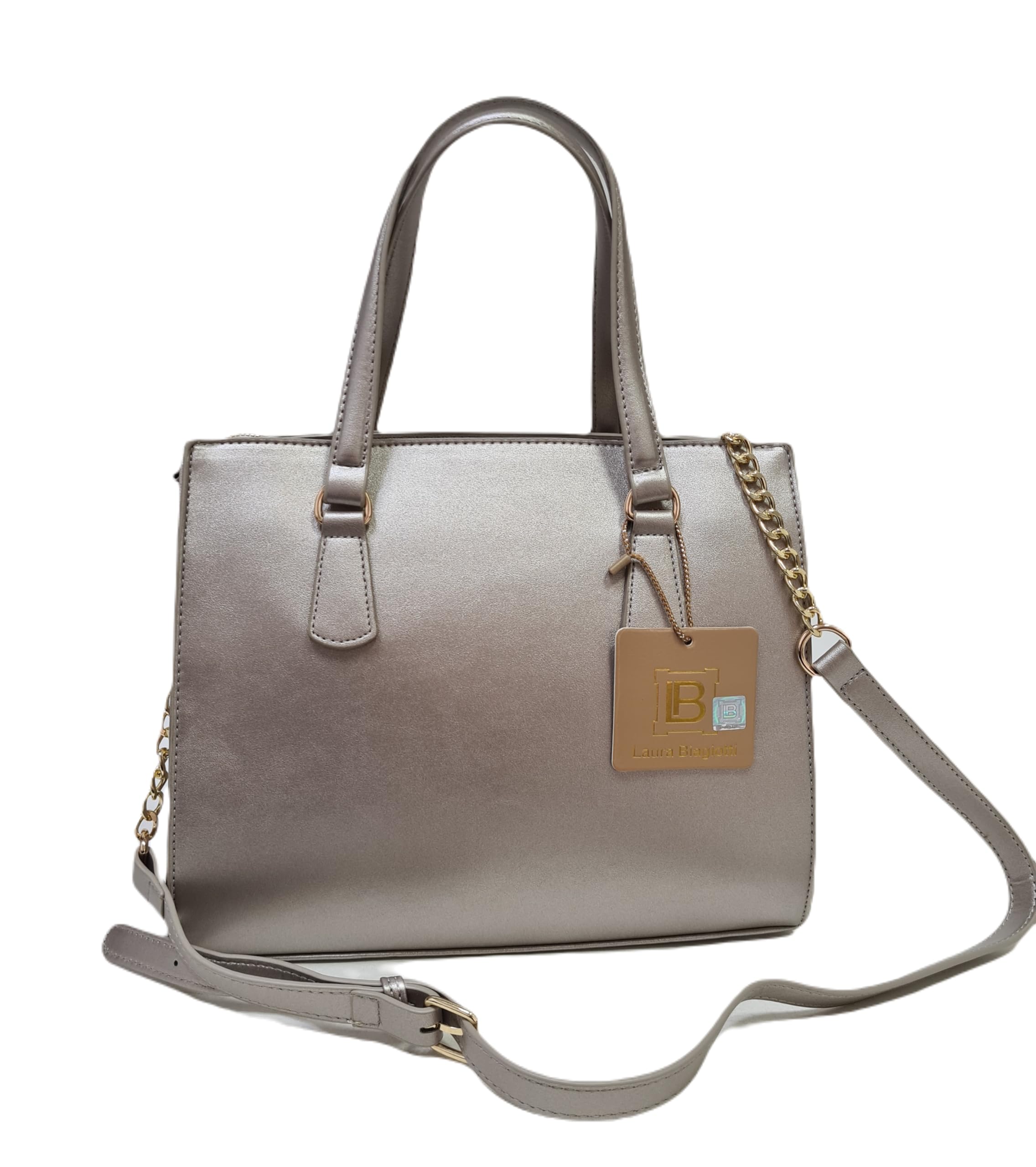Laura Biagiotti Borsa a mano da donna in pelle rossa, trapuntata, con manico e dettagli in metallo (METAL)