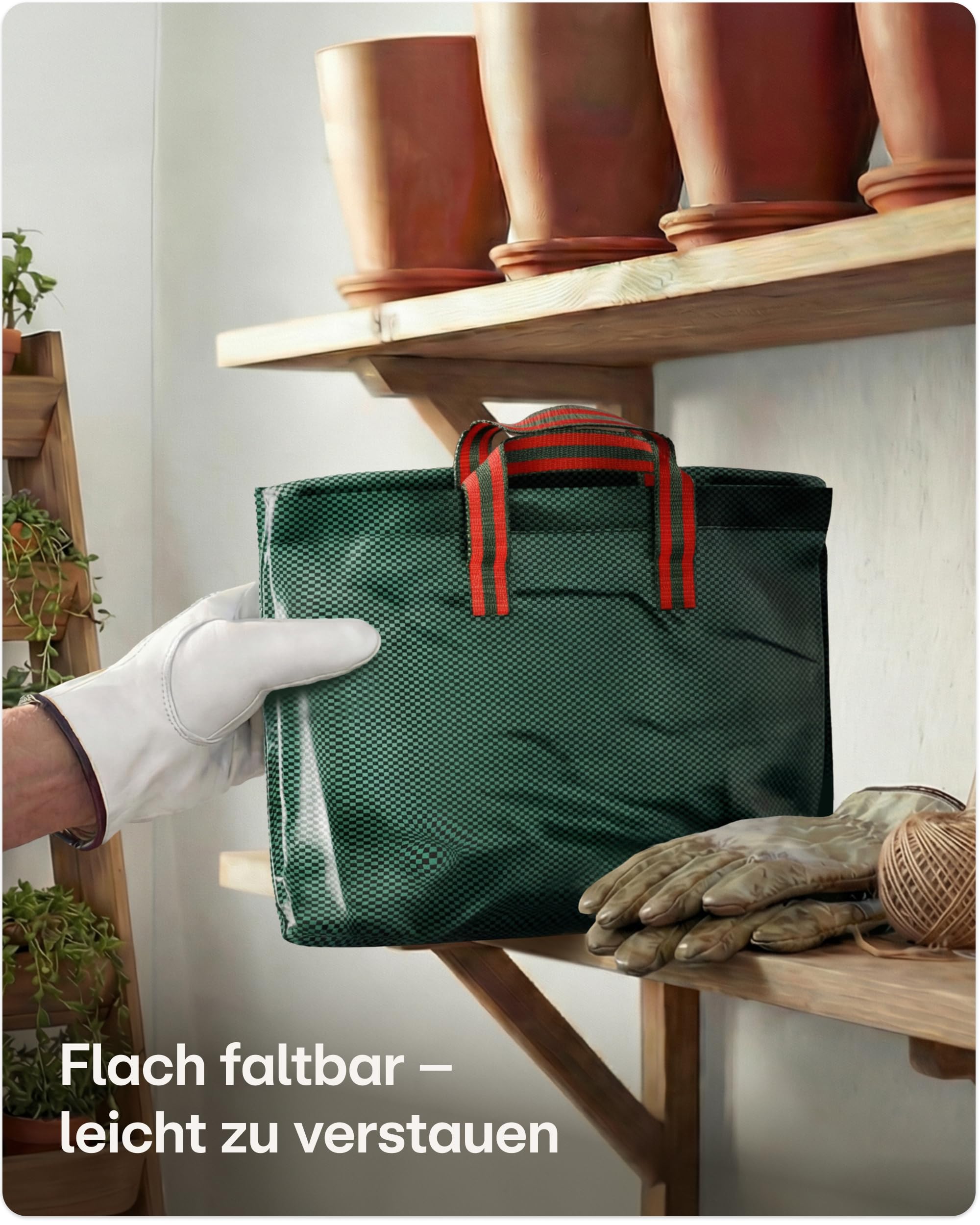 Praknu 3x Gartenabfallsack Stabil 300 Liter Mit Deckel - Laubsack mit 4 Reißfesten Griffen - Stabil & Faltbar Gartensack - Laubsäcke - Gartensäcke - Garten Abfallsack - Grünschnittsack - Gartenzubehör