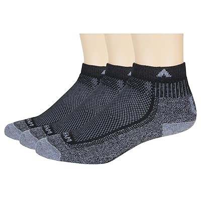 Wigwam Cool Lite Hiker Quarter, 3 Pack Crew Cut Socks Shoes Black/Grey