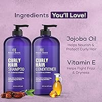 Vista 3 de Botanic Hearth Juego de champú y acondicionador para cabello rizado para cabello rizado Desenreda, define y mejora los rizos Con aceite