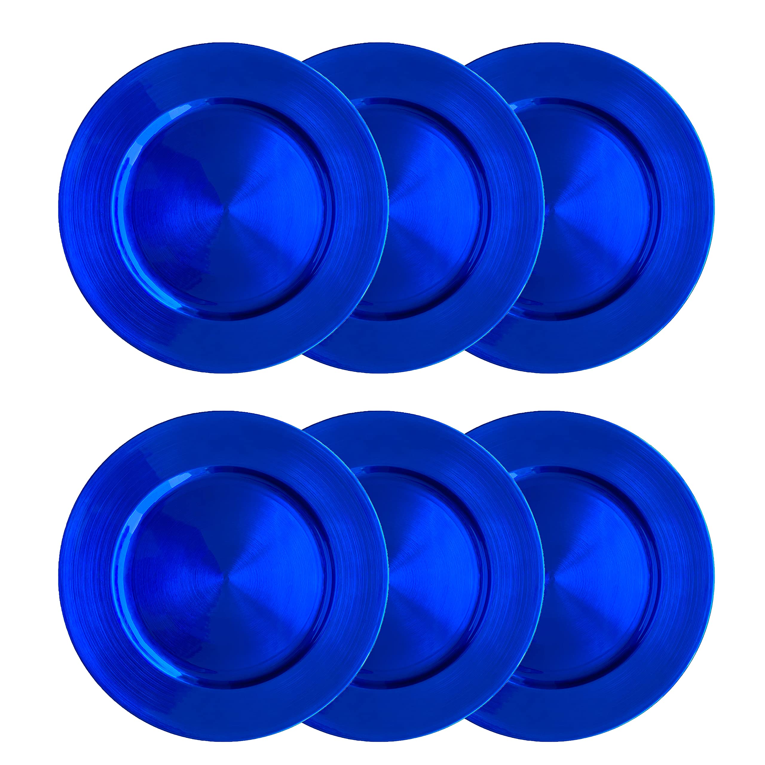 Henilosson Metallic Foil Blue Charger Plates13 inch6 pack round