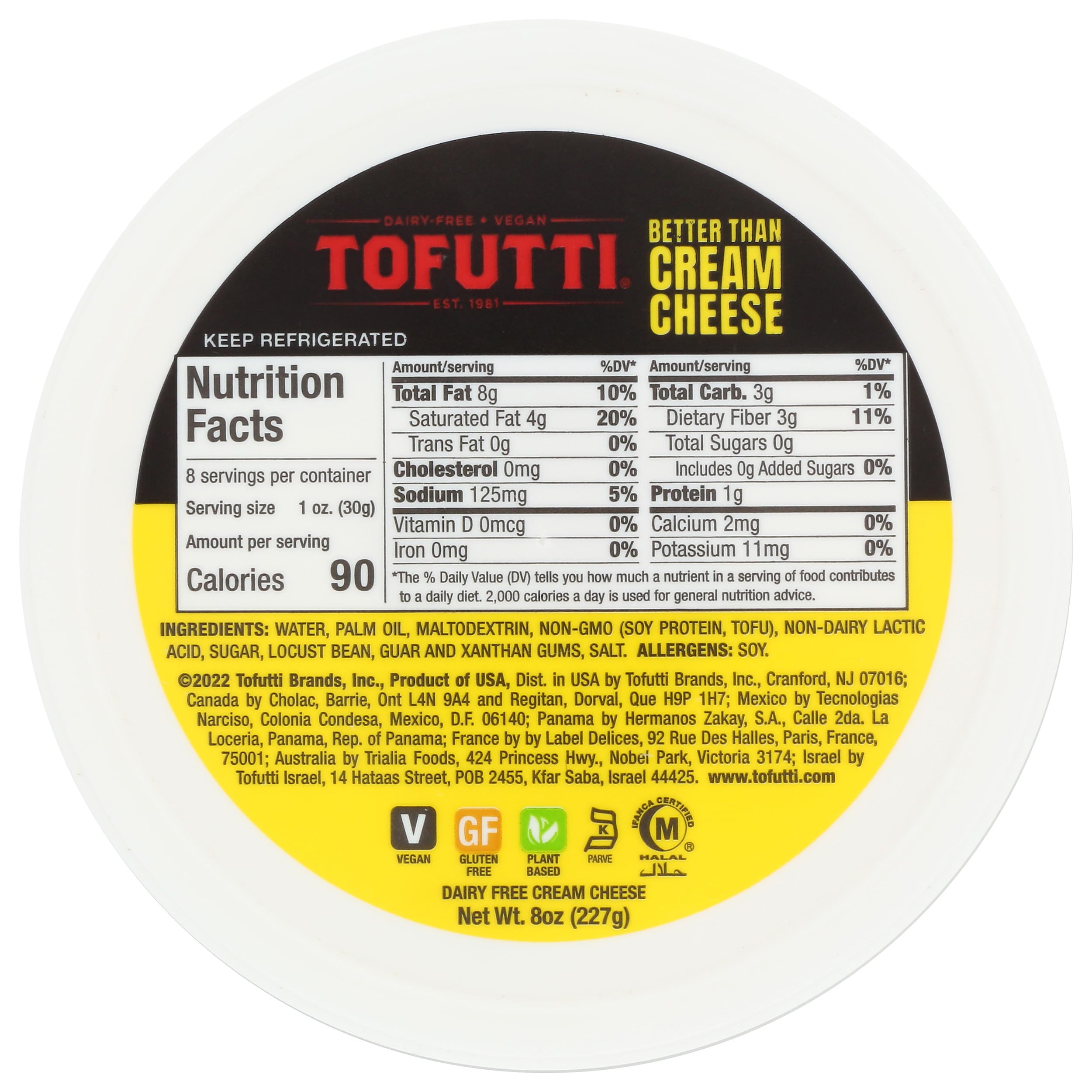 Tofutti, Better Than Cream Cheese, Non-Hydrogenated, 8 oz