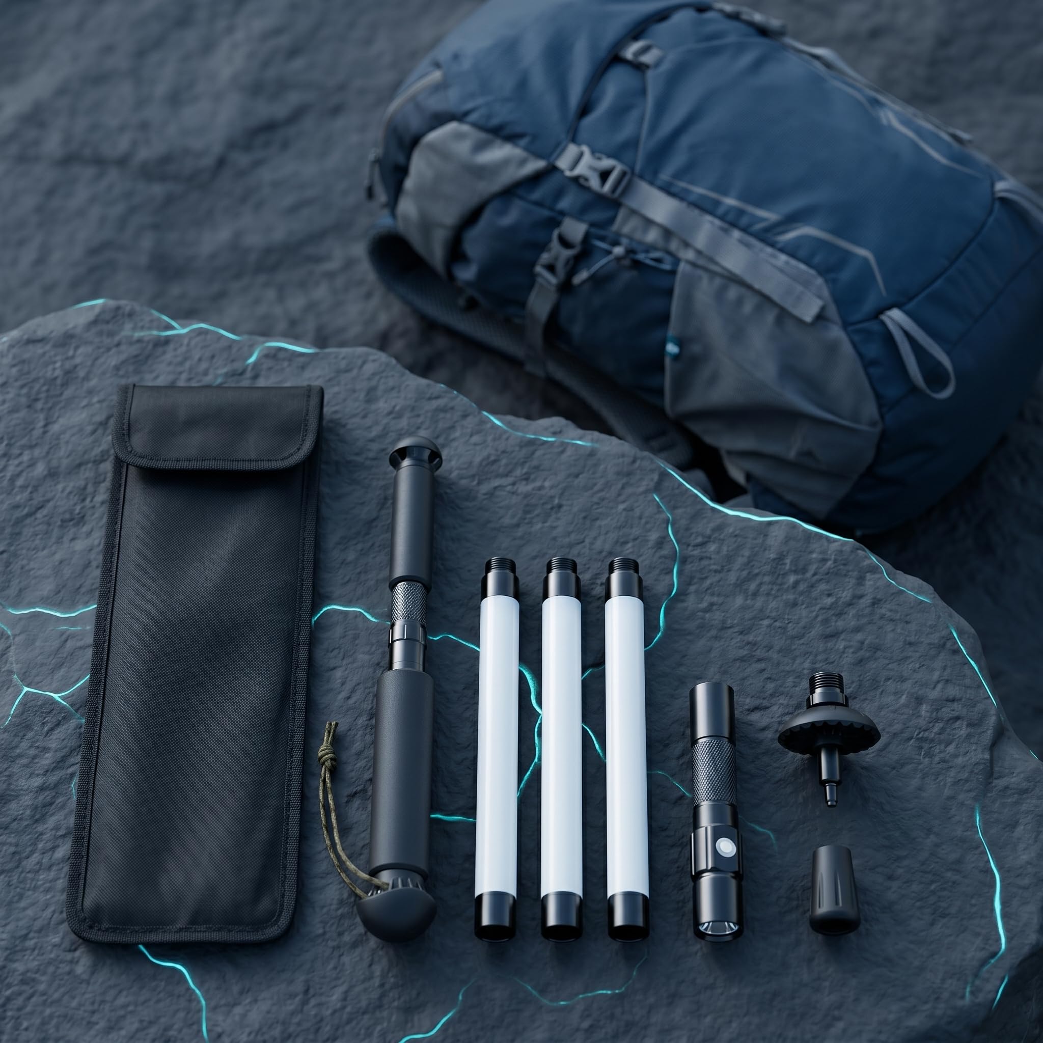 Leuchtende Taktische TrekkingstöCke – Leichte, Faltbare Led-WanderstöCke, 112cm/136cm/160cm Walking StöCke Aus Robustem Pc-Material Und Sind Bruchsicher, FüR Outdoor Wandern Camping