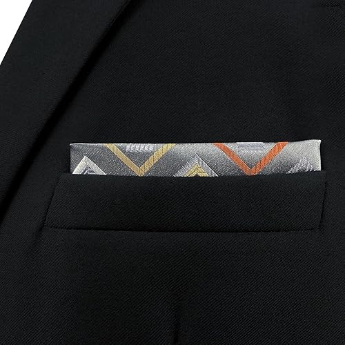 Miniatura 4 de S&W SHLAX&WING Tie Set for Men Necktie Pocket Square Checkered Blue Grey Party