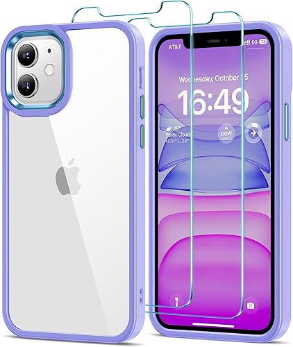 Miniatura 55 de HOOMIL Funda para iPhone 12/iPhone 12 Pro con 2 protectores de pantalla de vidrio templado, sin amarillamiento, protección contra caídas, arañazos,