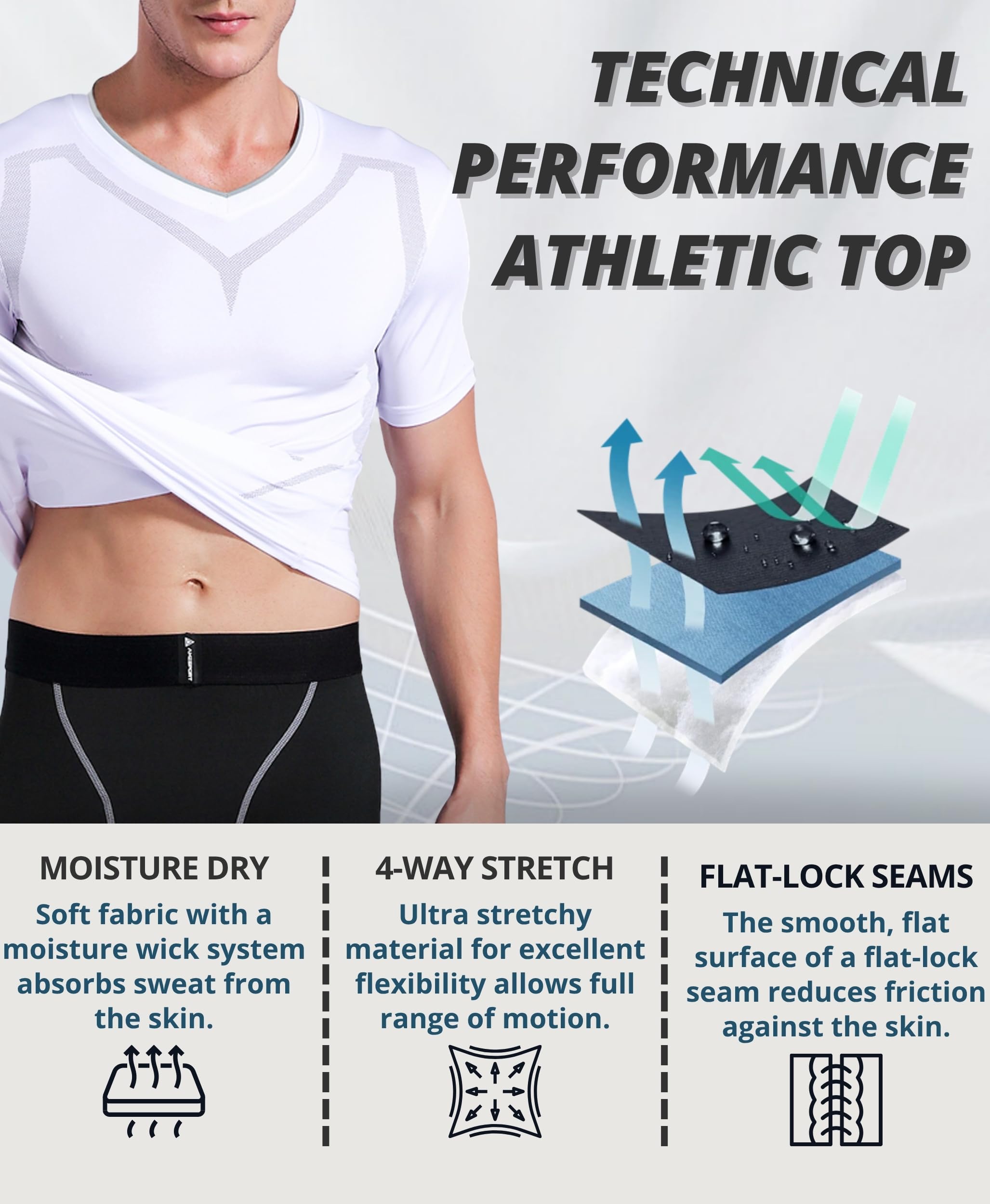 AMZSPORT Maglia a Manica Corta Compression da Uomo Sport Palestra