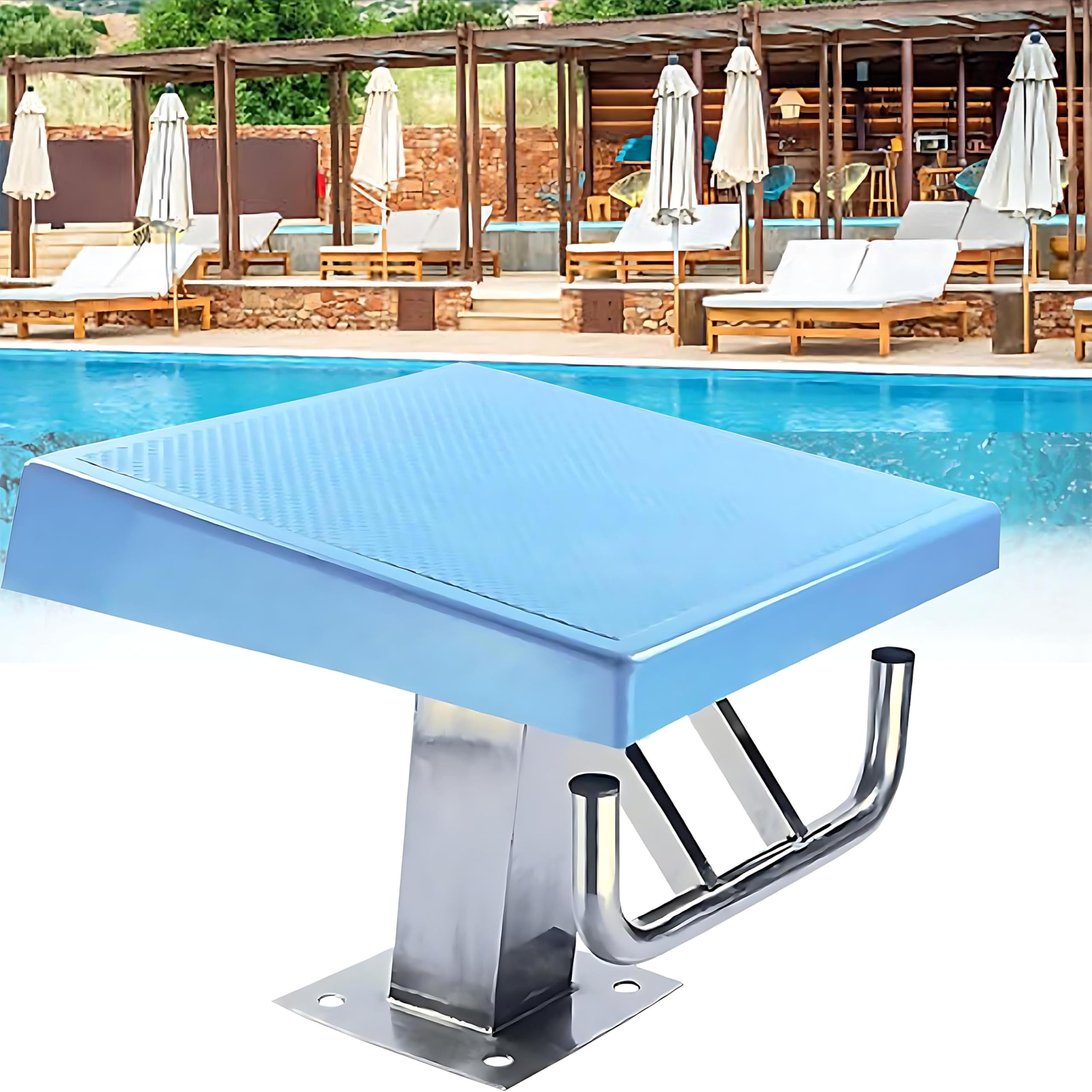Tavola di salto resistente per piscina, telaio in acciaio inossidabile, superficie antiscivolo, inclinazione di 15° per allenamento in gara, piattaforma di nuoto in cortile