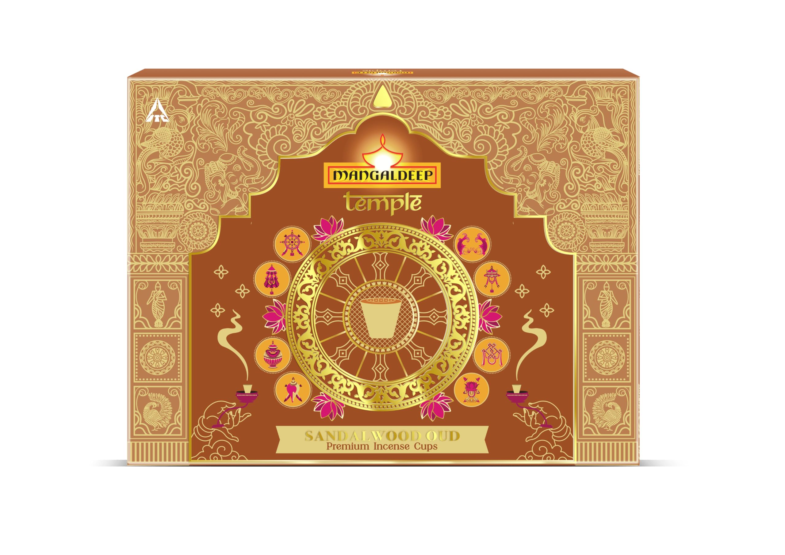 Mangaldeep Temple Sandalwood Incense Cups - 15 Cups -6