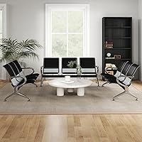 Vista 3 de Cómodas sillas de recepción de 3 asientos, banco de sala de espera con marco de metal, sillas de recepción de vestíbulo de piel sintética