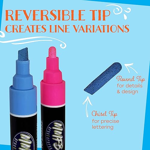 Miniatura 7 de MMFB Arts & Crafts Marcadores de tiza líquida para negocios, restaurantes, escuela, pizarra, ventana, borrables, no tóxicos, a base de agua,