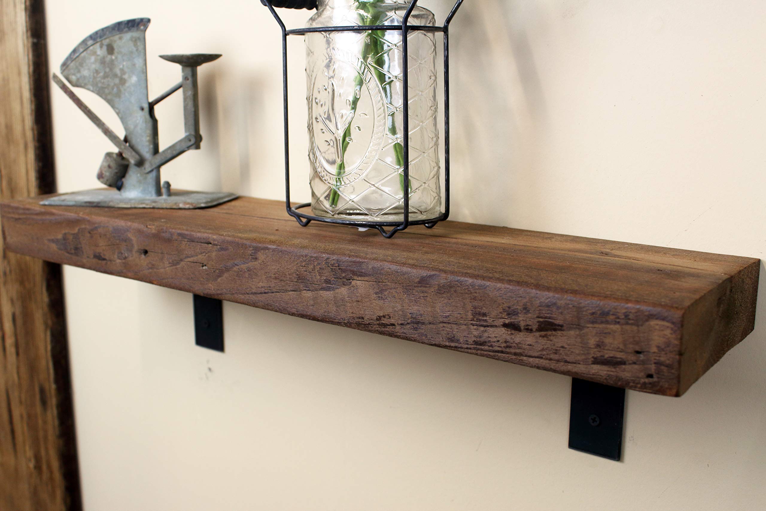 Modern Timber Craft Reclaimed Wood Wall Shelves | Rustic | Set of 2 (24" x 6") | Easy-to-Install Hardware Included (Early American)