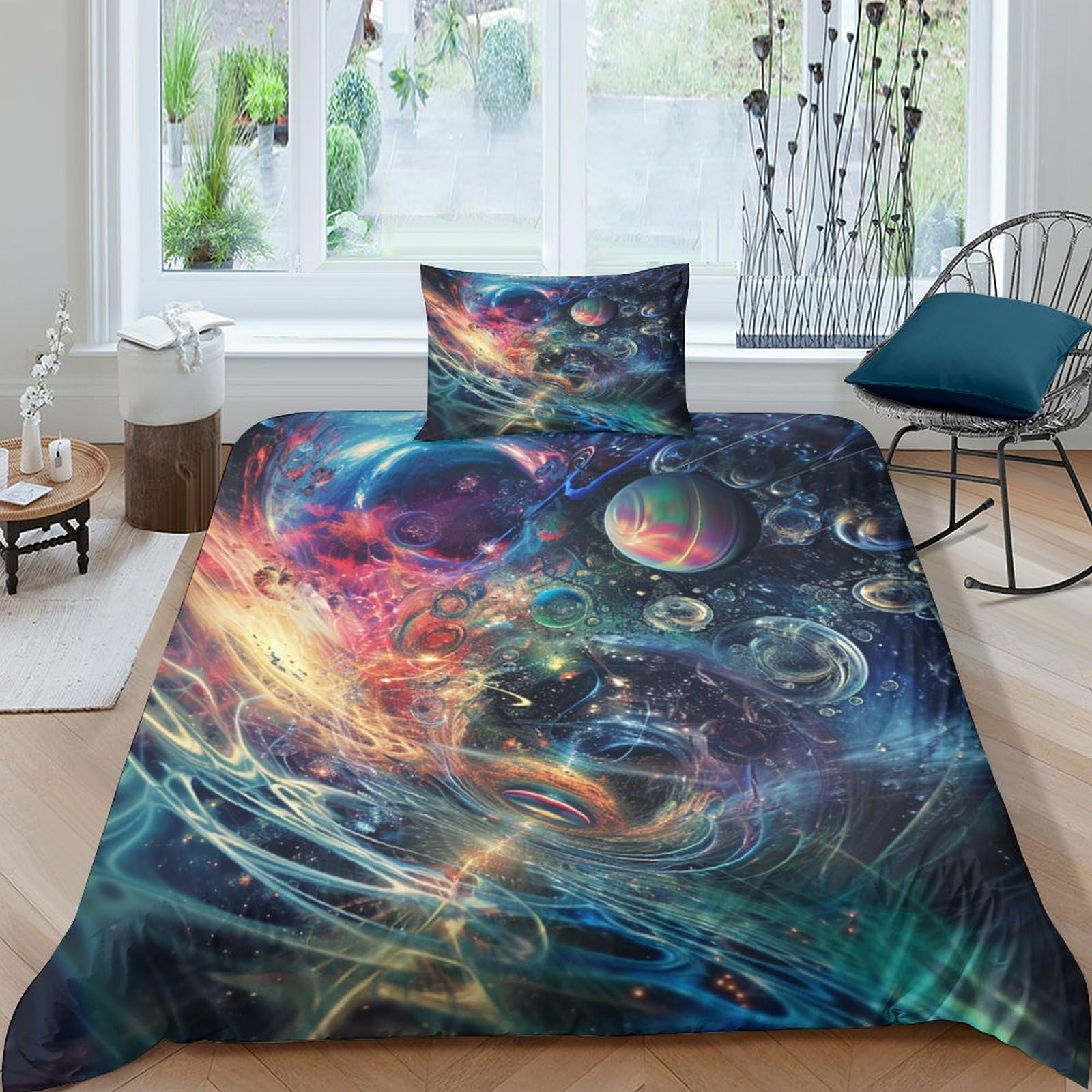 Housse de couette 3D hypoallergénique parure de lit douce et respirante haut de gamme