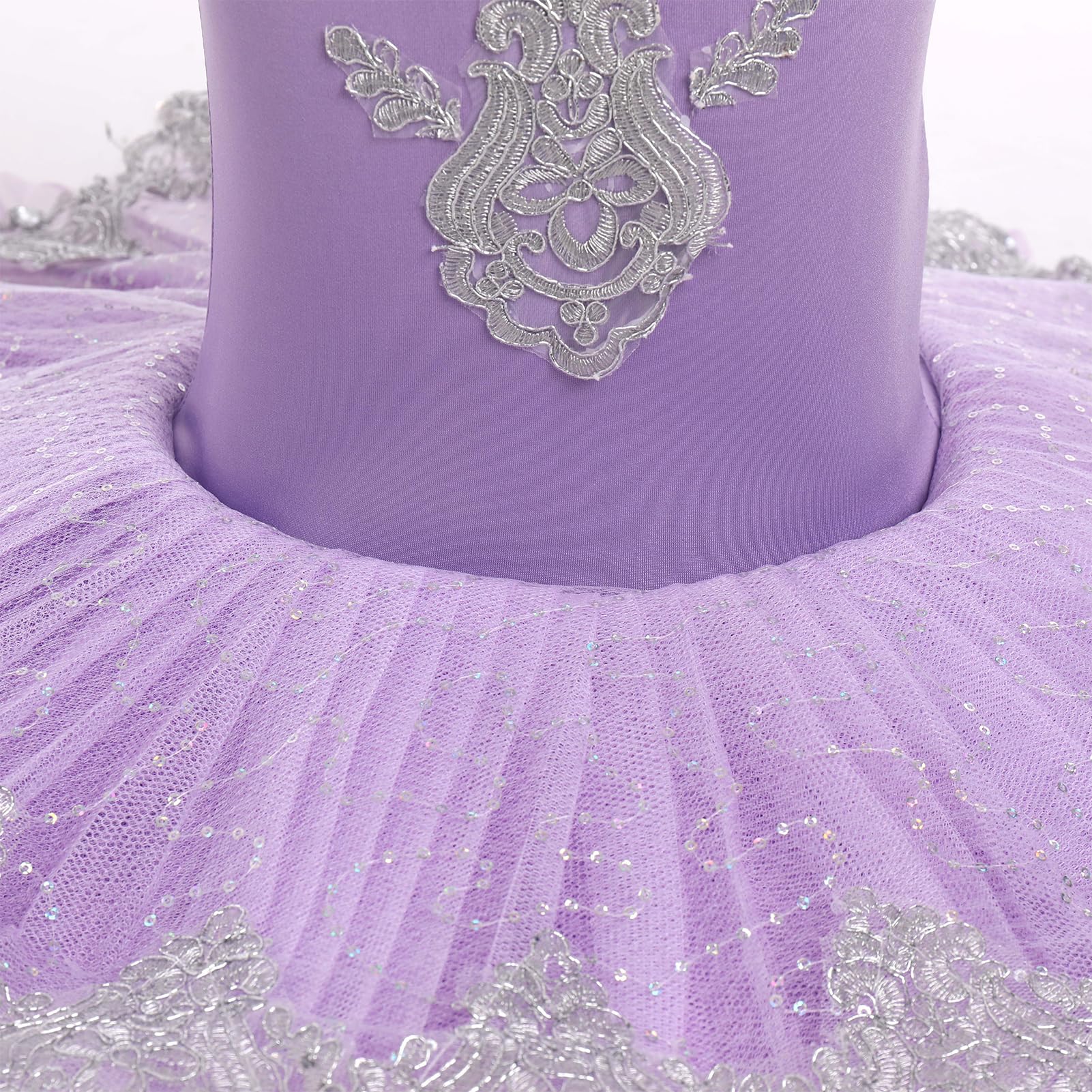 Vestito da ballerina con paillettes tutù per ragazze, costume da ballerina, abbigliamento da danza, gonna con ricamo floreale