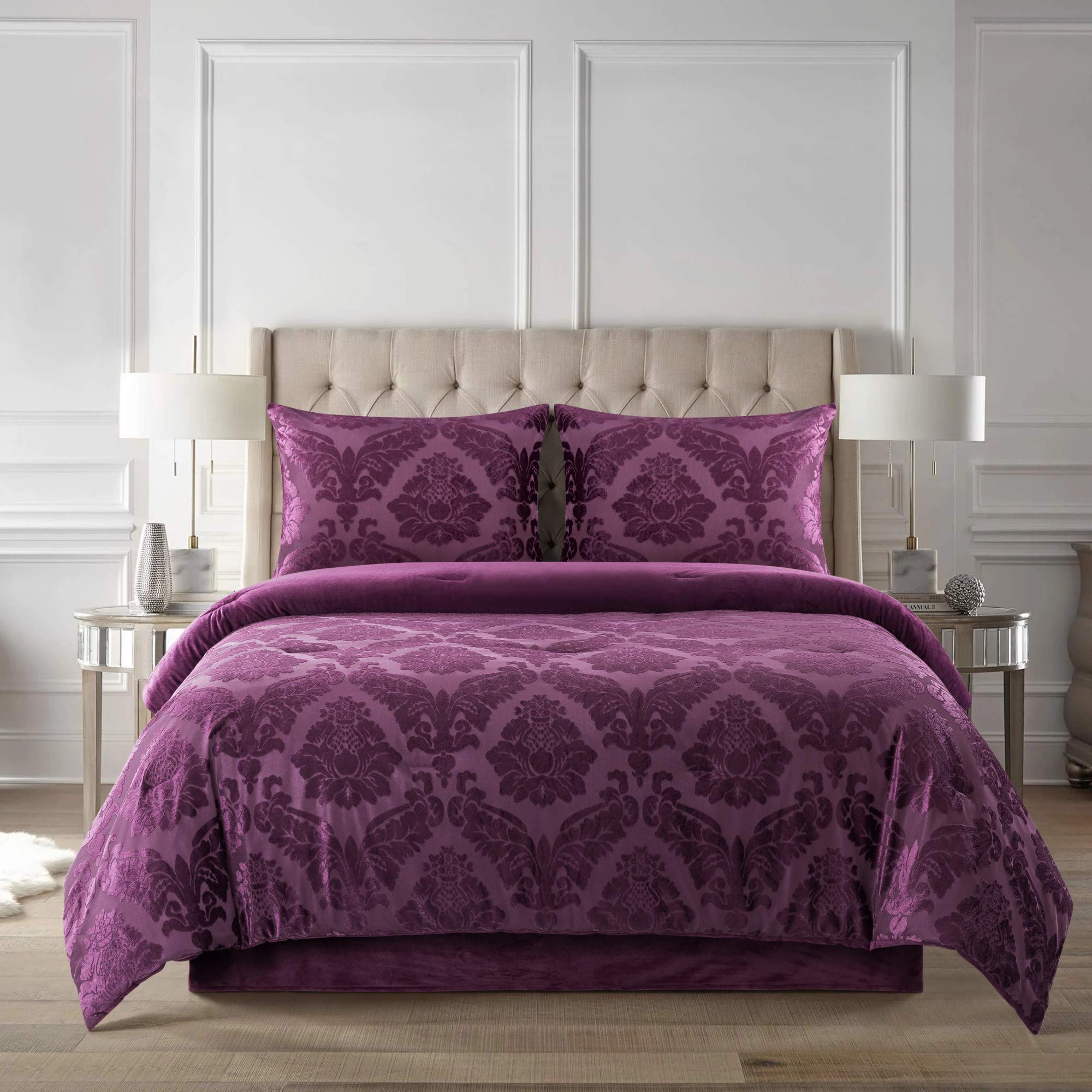 New Sega Home Textiles Tripoli Plum 4-Piece King Comforter Set
