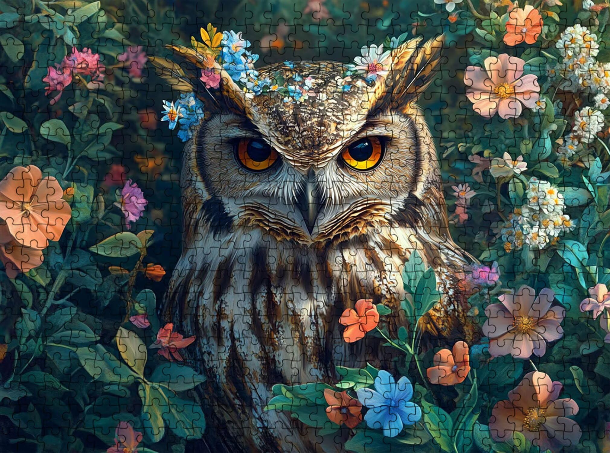 gufo fiore Puzzle 5000 Pezzi per Adulti, Puzzle in Legno - Collezione Classica con Poster Incluso - Sfida di Concentrazione e Passatempo Antistress, Gioco Educativo per Famiglia, 156 x 105 cm f0-720