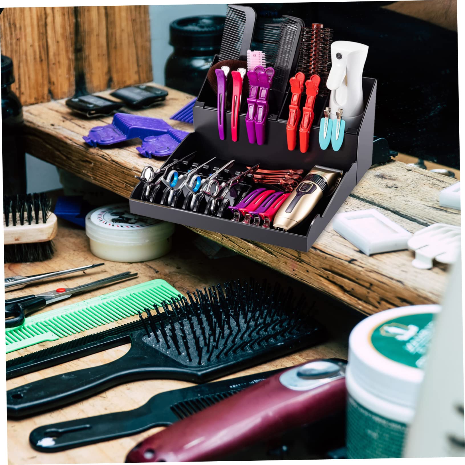 SOESFOUFU Hairdressing Holder Hair Cutting Box Compact Storage for Barber Tools Clips