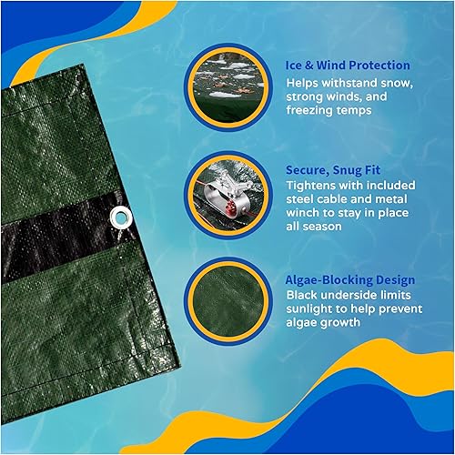 Vista 17 de Blue Wave BWC800 Gold - Cubierta rectangular de invierno para piscinas a ras de suelo, 24 x 40 pies, verde bosque