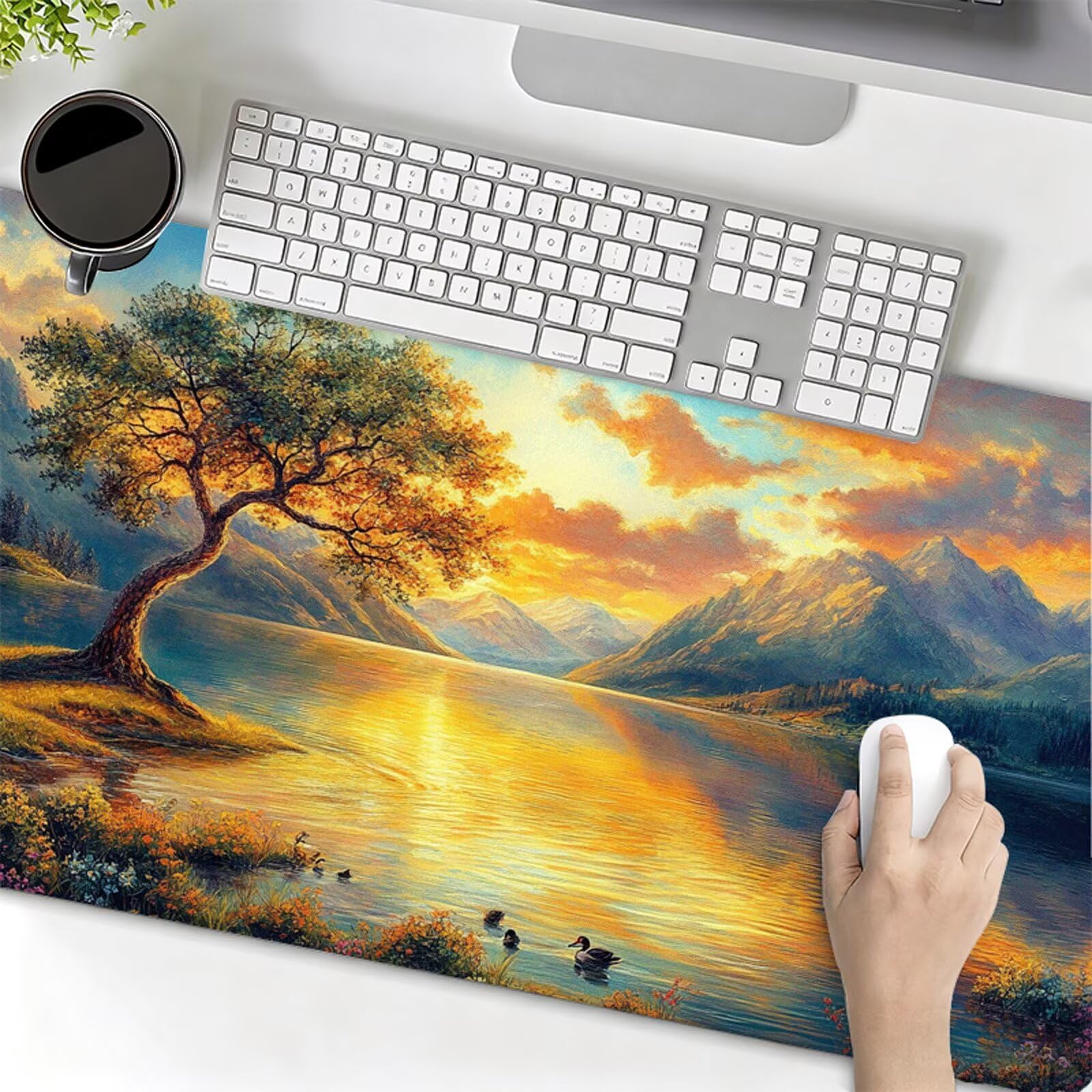 Podkładka pod mysz XXL 1200x600x3mm podkładka pod mysz drzewo życia podkładka pod mysz górska poprawia precyzję i prędkość, szyte krawędzie, akcesoria do gier, komputer biurowy, praca, komputer Y7