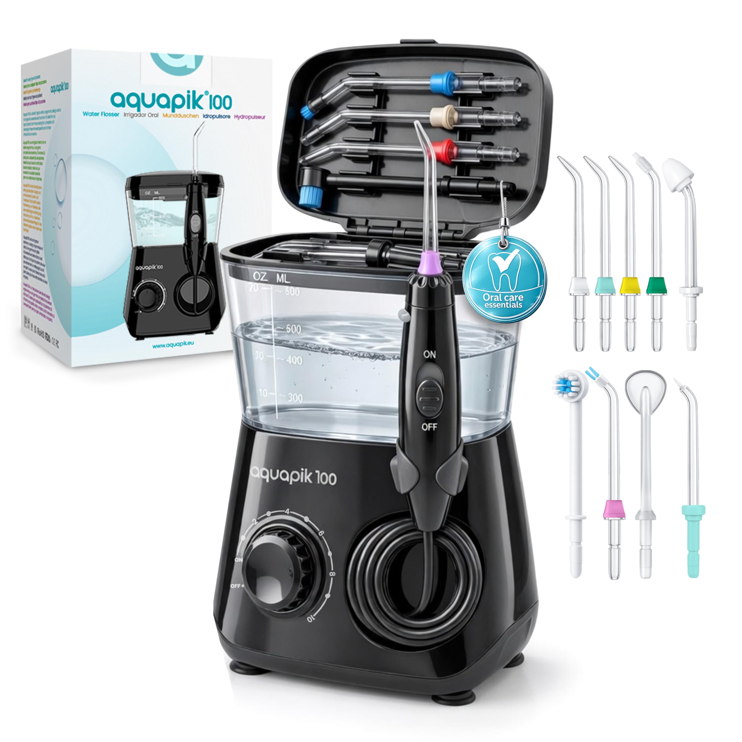 Boston Tech Aquapik, hydropulseur, 8 embouts, 10 niveaux de pression