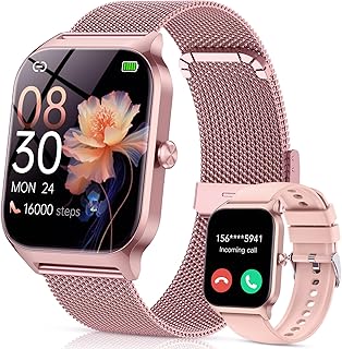 CASCHO Women’s Smart Watch, 1.85 Inch HD Smartwatch with Calls, 120+ Sports Modes, Heart and Sleep Monitor, IP68 Waterproo…