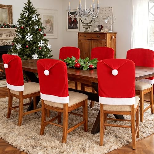 6PCS 19.6" x 23.6"dining chair covers for Christmas kitchen and