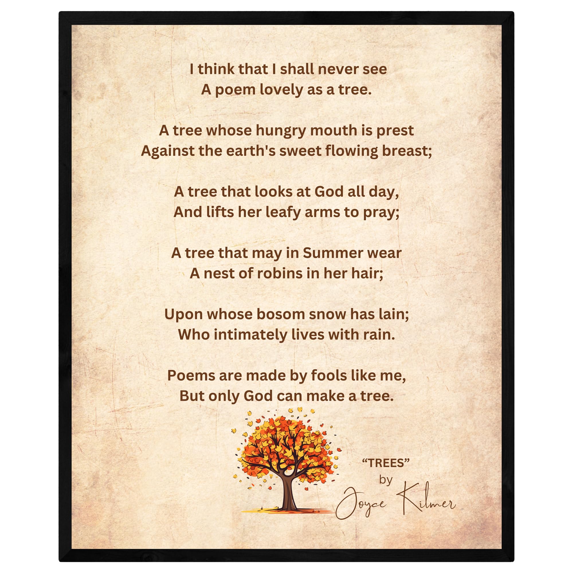 Trees Poem by Joyce Kilmer Wall Art decor photo print (8x10)