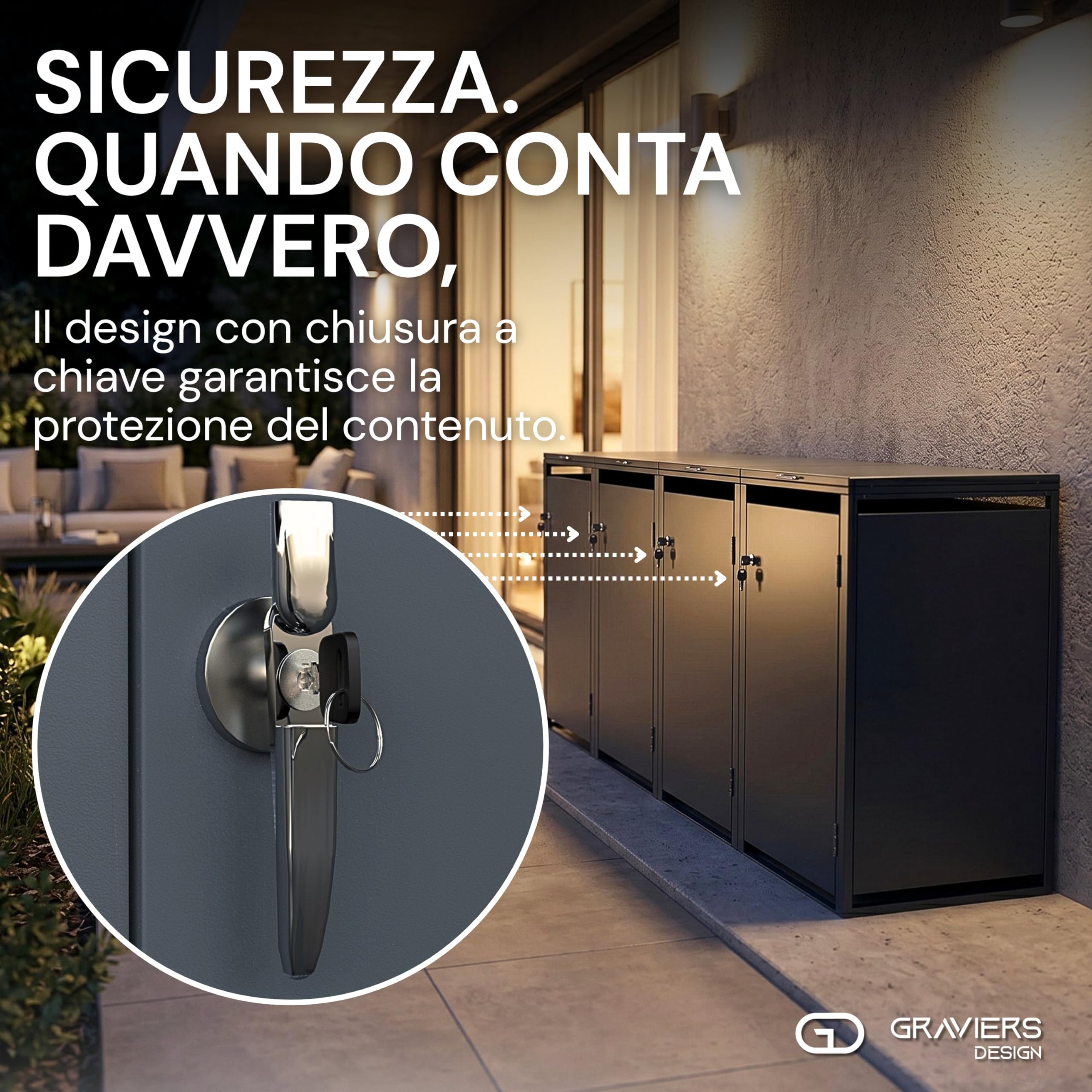 Ghiaiers - Set di 4 copribidoni fino a 240 litri, struttura in acciaio di alta qualità, bloccabile, resistente alle intemperie ed espandibile in modo modulare
