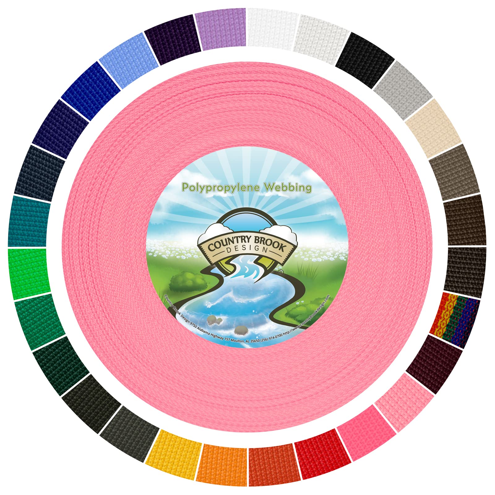 Country Brook Design 1" Webbing - 10/25/50 Yards - 30+ Colors - EDC 1 Inch Polypropylene Webbing for Climbing Outdoors Crafting DIY Gear Repair