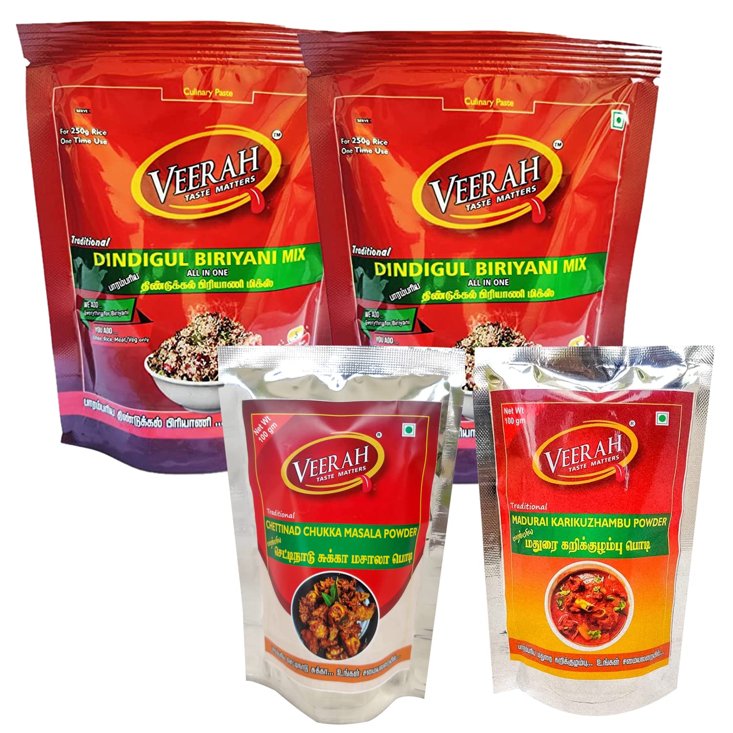 Veerah Dindigul Biriyani Mix 400g (Pack of 2), Madurai kari Kuzhambu Powder 100g(Pack of 1) and Traditional Chettinad Chukka Masala Powder 100g(Pack of 1) (B09W9SPM8P) Amazon Price History, Amazon Price Tracker