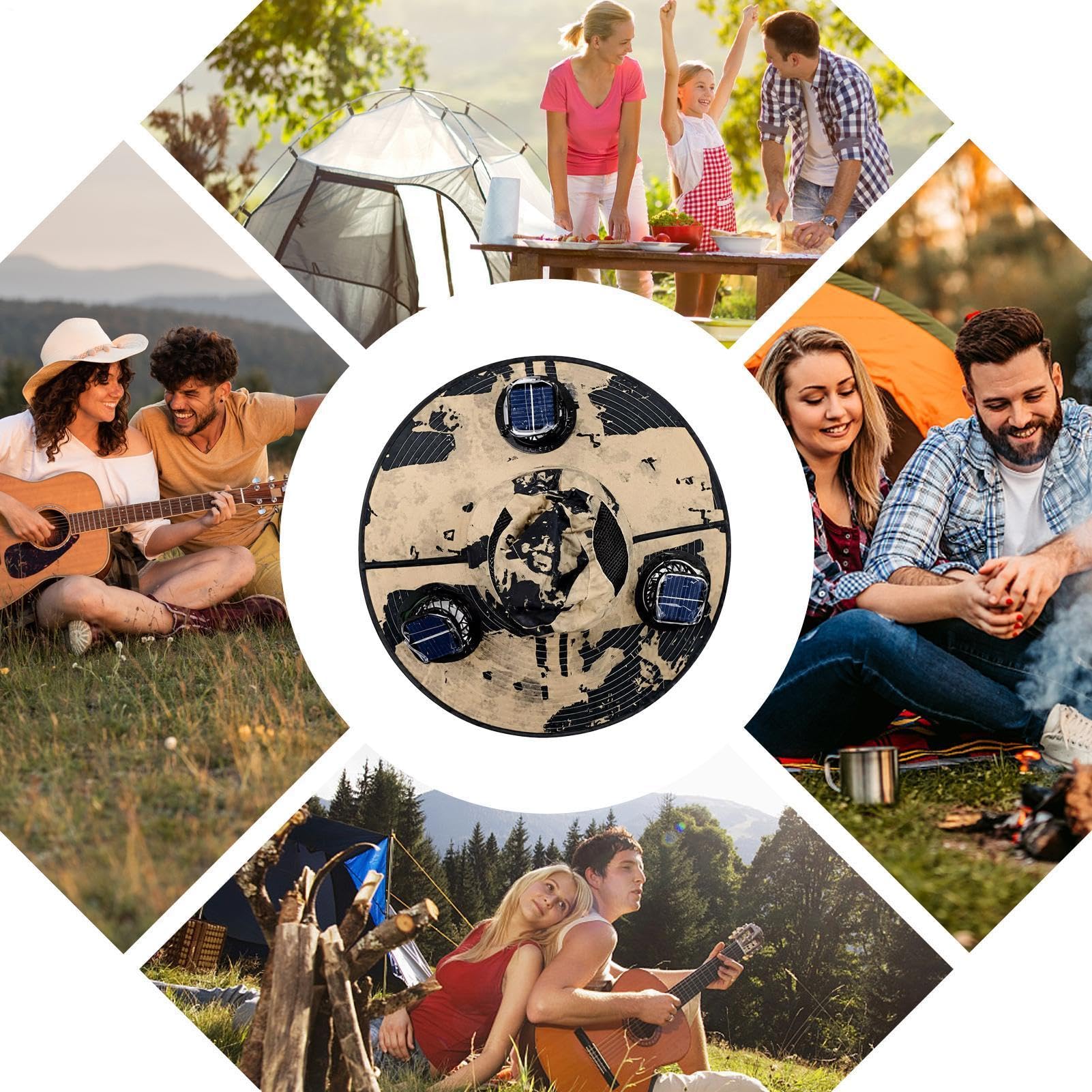 Générique Sonnenhut mit Ventilator, atmungsaktiv, 3 Geschwindigkeitsstufen, breiter Rand, verstärkt durch Metalldraht, belüftet, Solarhut – ideal für Wandern, Angeln, Camping