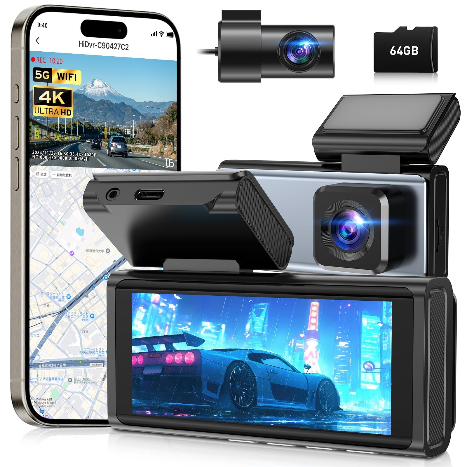 ドライブレコーダー 前後カメラ　Appシュアー　ADAS機能　WiFi 4K Amazon.co.jp: ドライブレコーダー 前後カメラ【2025新開発・App