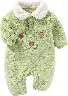 KEOYA Baby Fleece Romper Long Sleeve Collared Snowsuit Fuzzy Winter Jumpsuit Warm Outwear
