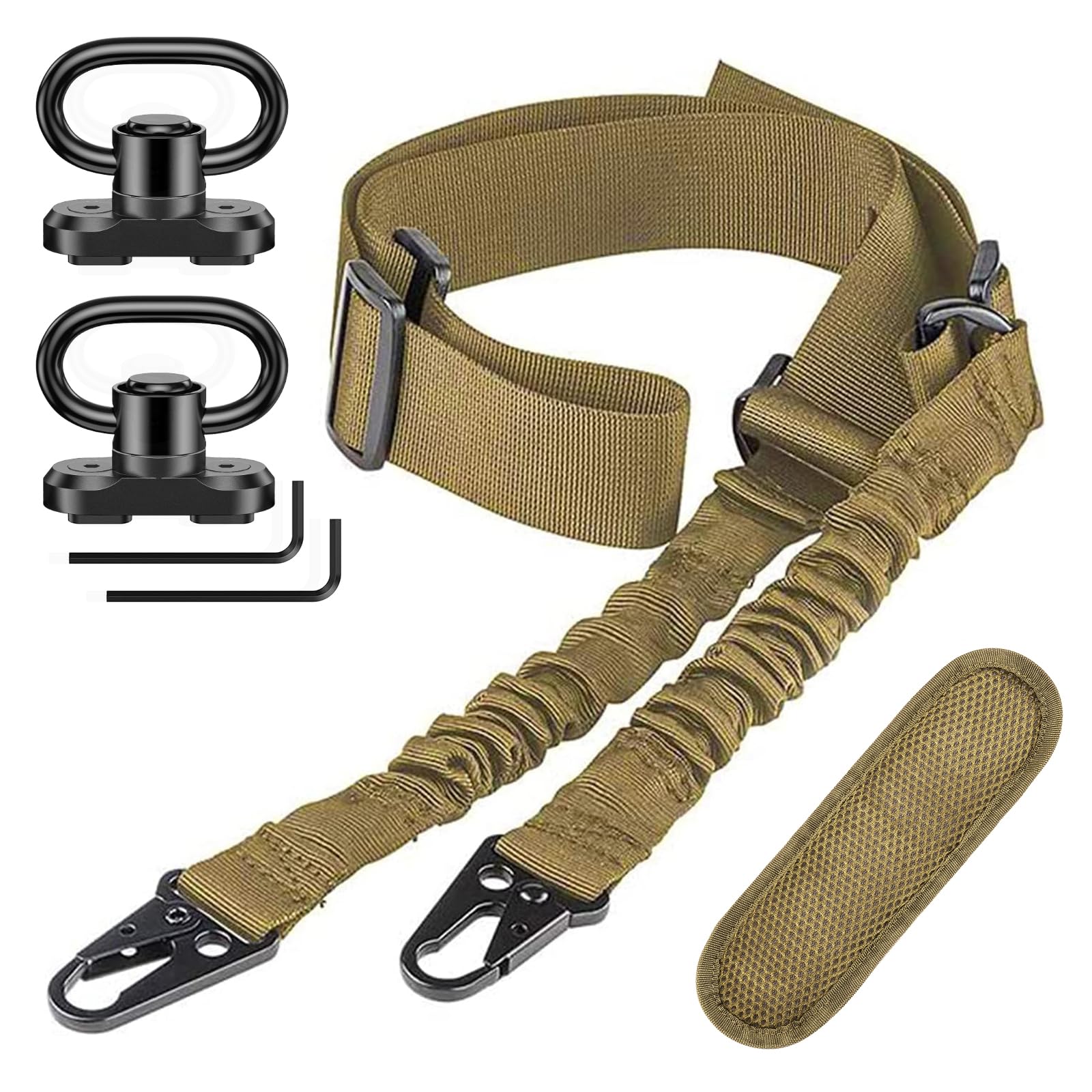 CVLIFE Rifle Sling Two Point Sling, Removable Pad 360° Swivels, Elastic