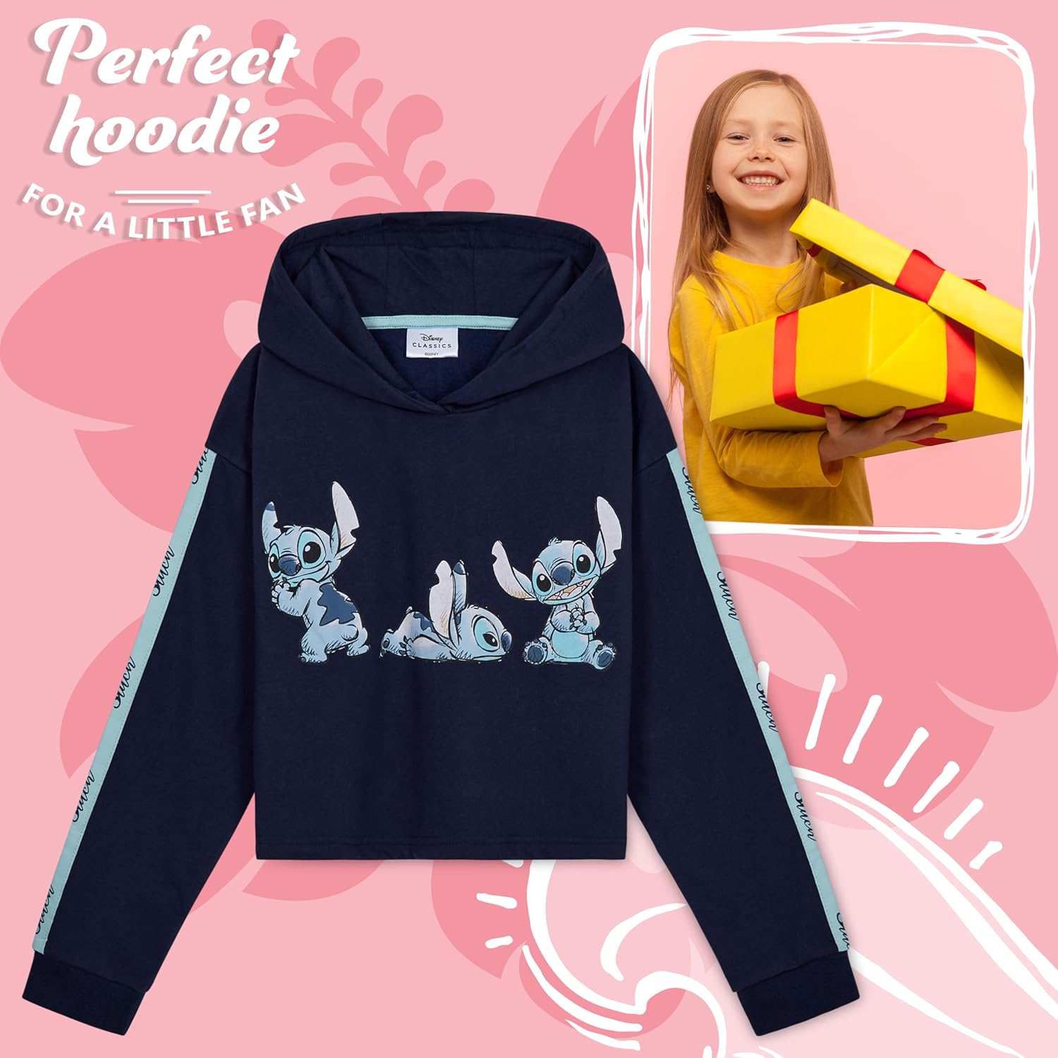 Disney Stitch Hoodie for Girls and Teens Comfy Cropped Top Cute Clothes for Kids - Image 3