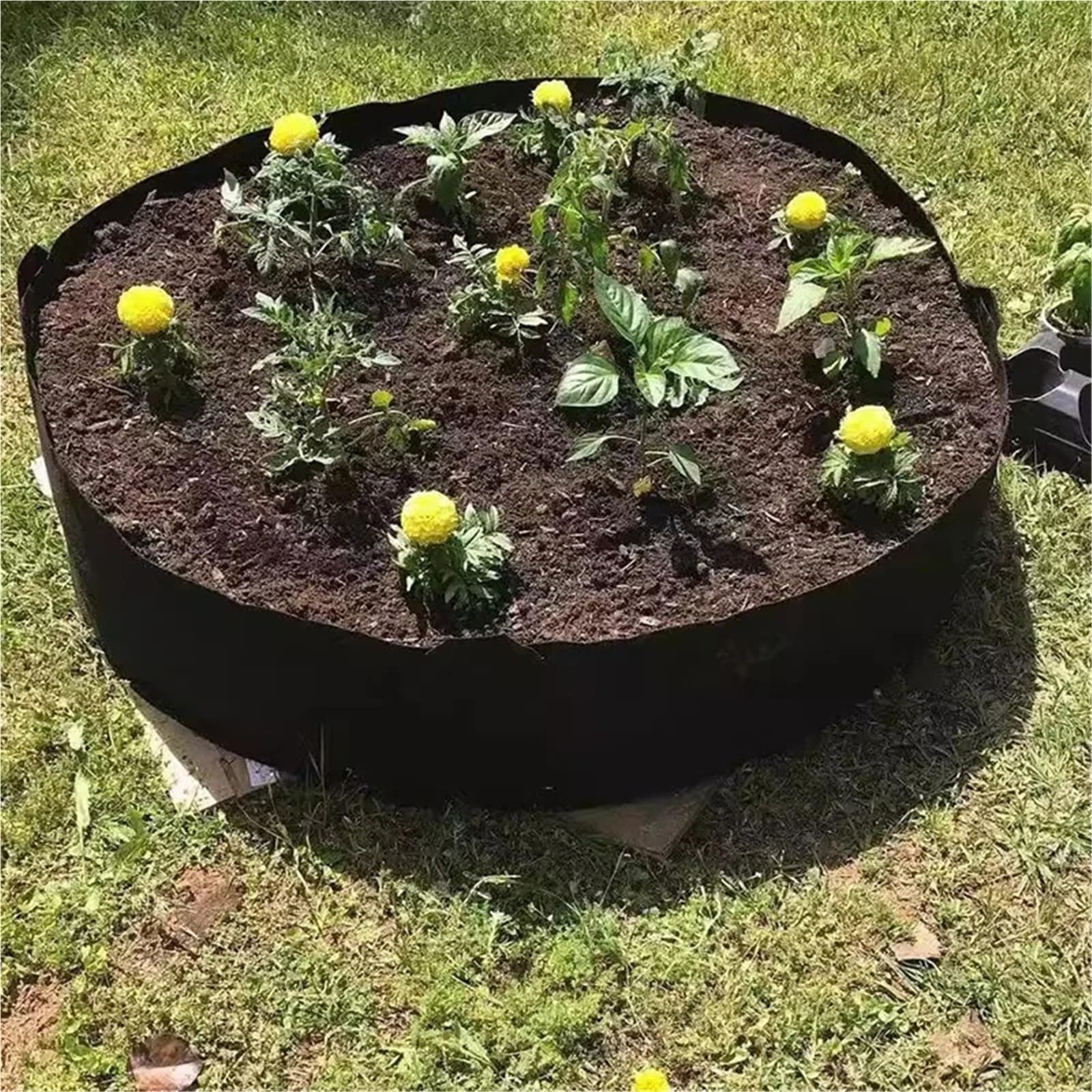 Pflanzsäcke Runde Filz-Wachstumsbeutel, Pflanzengarten-Zubehör, Erdbeer-Gemüse-Kartoffel-Pflanztöpfe, Gewächshaus-Pflanztasche Für Gemüse, Blumen, Früchte(Black,80cmx30cm)