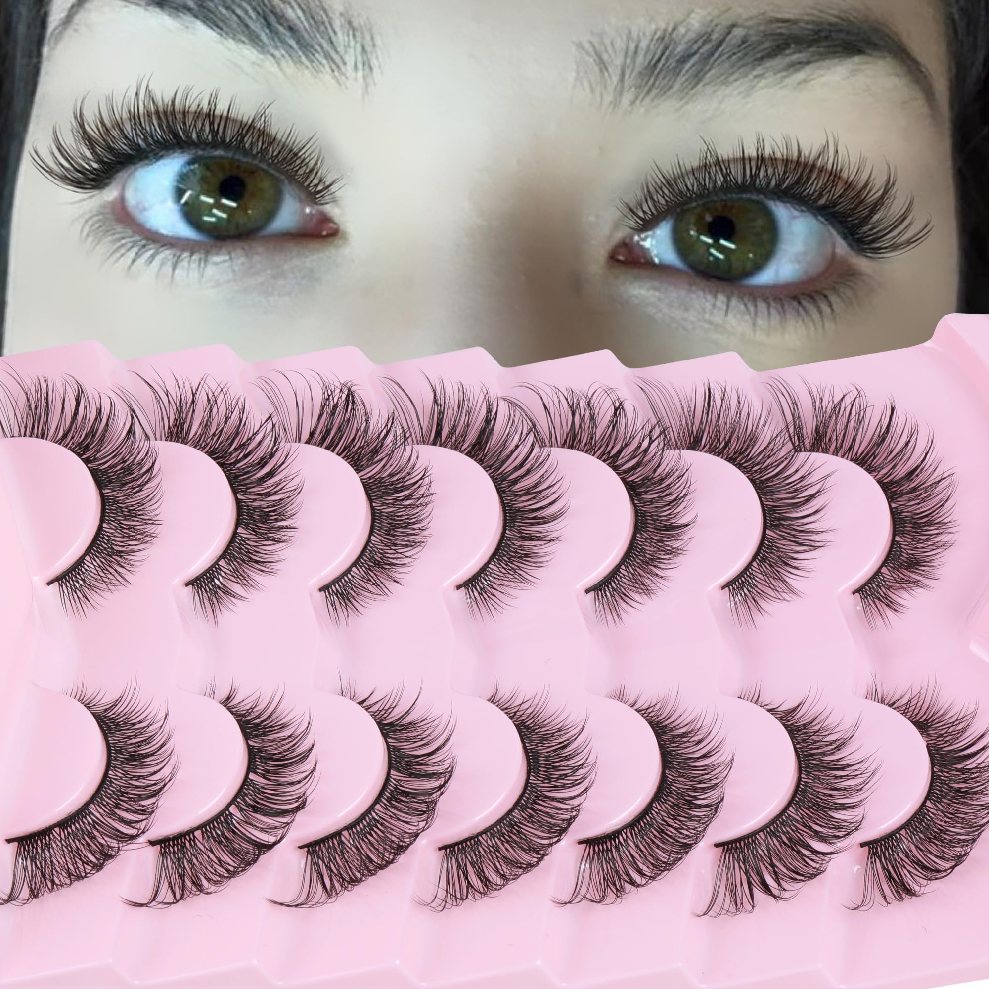Cat Eye Lashes Natural Look False Eyelashes Wispy Mink Lashes Clusters Eyelash Extension 8-16MM Short Fluffy Fake Eyelashes by Geeneiya