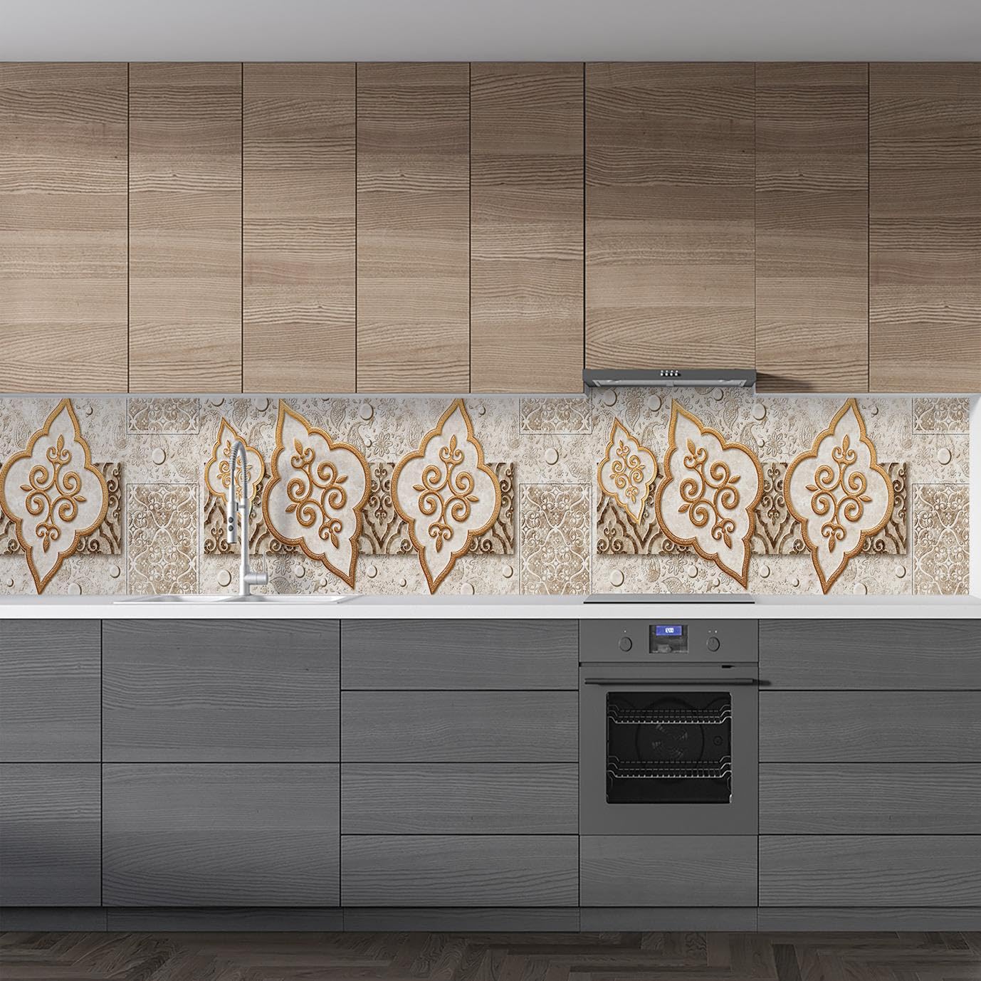 Mutfak Tezgah Arası Folyo Fayans Kaplama Folyosu Kahverengi Design 60x100 CM