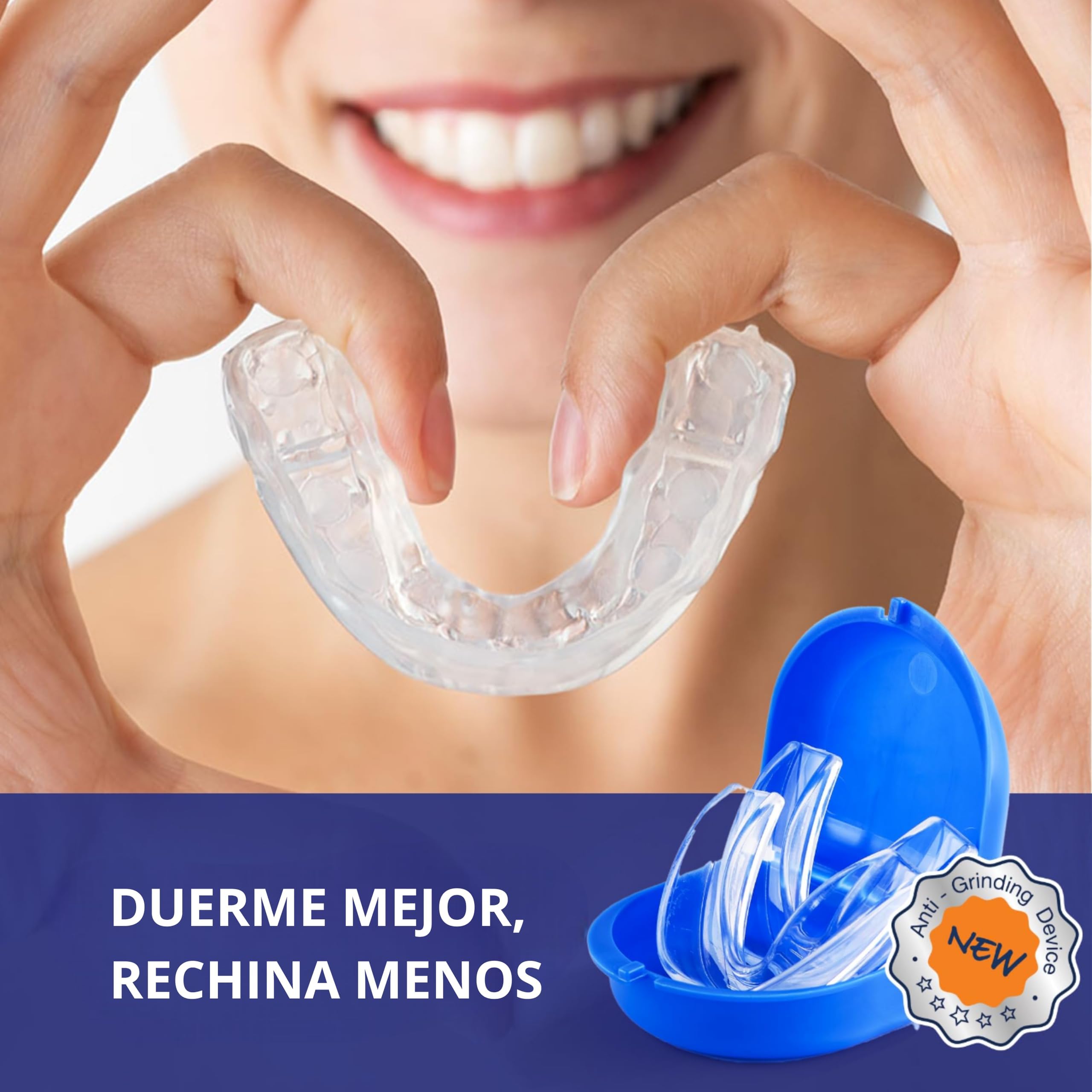 Férula Dental Anti Bruxismo Ajustable y Reutilizable – Pack 4 Unidades (2 Pequeñas + 2 Grandes) Protector Bucal para Dormir