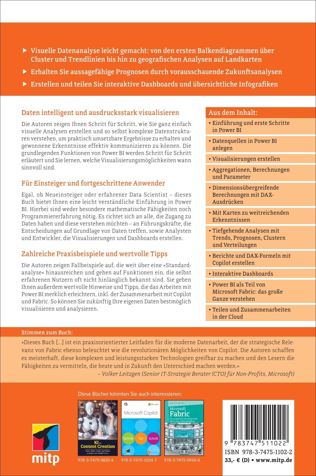 Microsoft Power BI: Das Praxisbuch für Datenvisualisierung und -analyse. Inkl. Fabric und Copilot (mitp Professional)