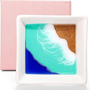 Beach Gift for Women Ocean Ceramic Jewelry Tray Coastal Ring Holder