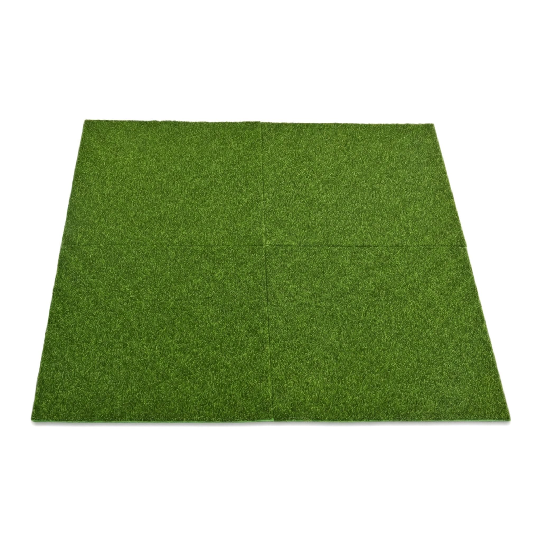 4 Pcs Miniature Artificial Model Grass, Realistic Imitation Grass for Fairy House Garden Accessories, Green Static Turf Lawn, for Dolls House Modelling & Toy Farm Carpet Decoration, 15cm x 15cm