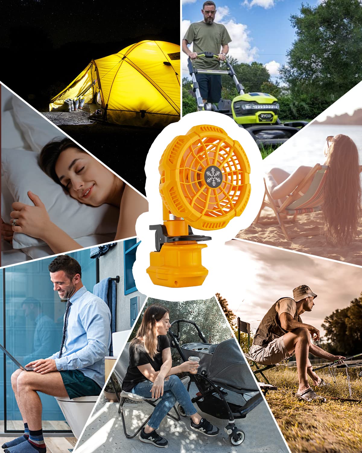 Tragbarer Clip-on-Ventilator für Dewalt 18v 54v Akku, Leise akku ventilator mit 3 energieeffizienten Geschwindigkeitsstufen für Schlafzimmer, Outdoor, Camping und Baustelle (nur Werkzeug)
