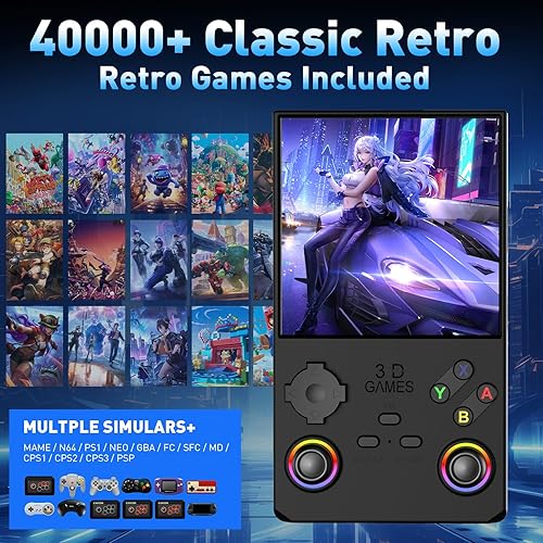 Miniatura 2 de Hugawello V40 MAX dispositivo de mano, 40000 en 1 mini videoconsola retro para juegos de alta definición, pantalla IPS de 4 pulgadas, 256 GB de RAM,