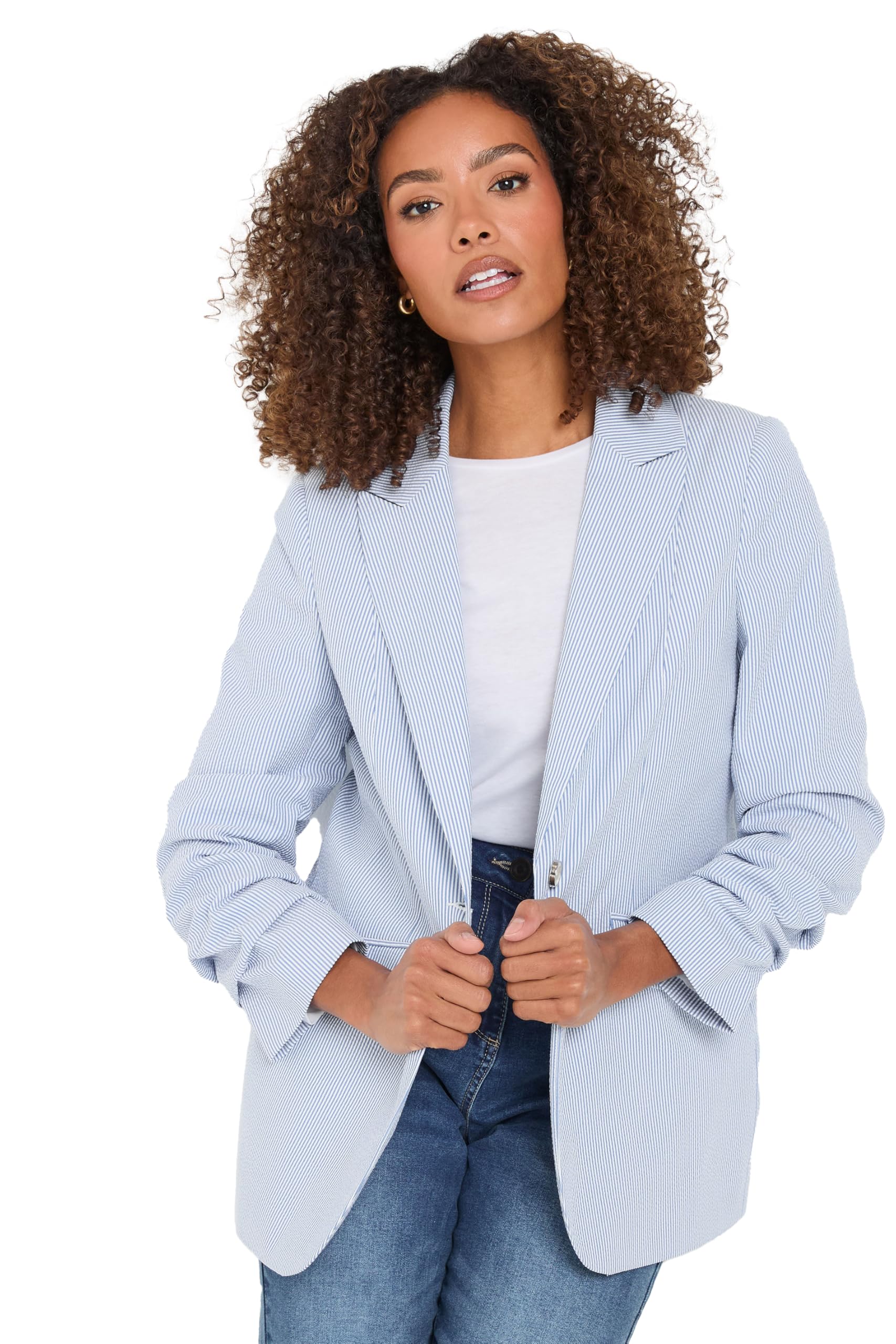 M&Co Stripe Seersucker Blazer - Women's