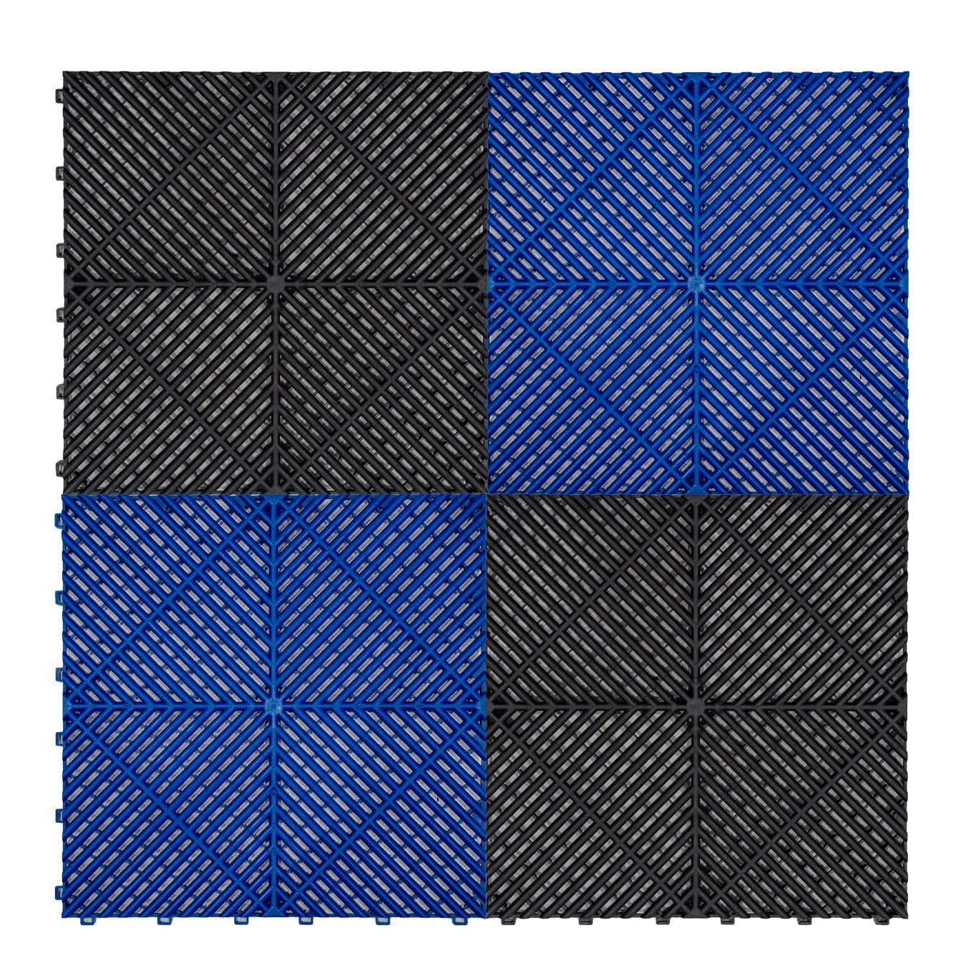 Monstershop Unisex Black Vented Garage Floor Tiles With Edges – 120 & 120 Blue
