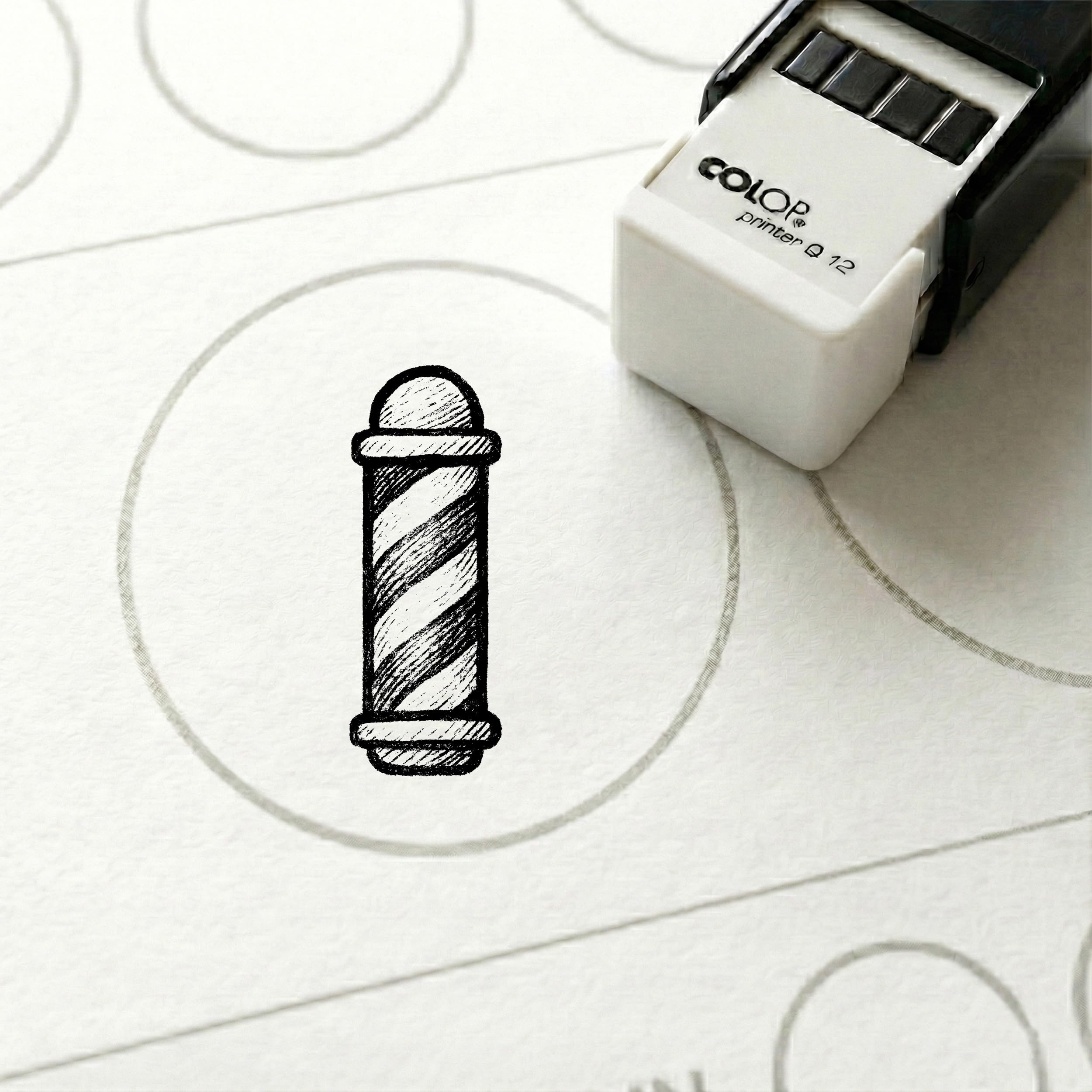 Dekolando Bonus Stamp Barber Pole 10 x 10 mm - Bonus Card Stamp for Barber Barber Shop Barber Men's Hairdresser - Stamp Bonus Card Customer Card Stamp Card