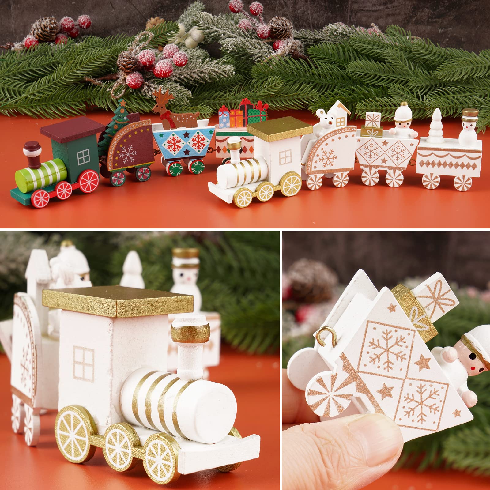 Jouet Festif Enfant Train De Noël En Bois Avec Lettres NOEL - Déco Table Noël 22.8cm - Set 5 Pièces Rouge Pour Maison Teddy Thun 2021
